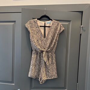 She + Sky Cream and Black Patterned Kids One Piece